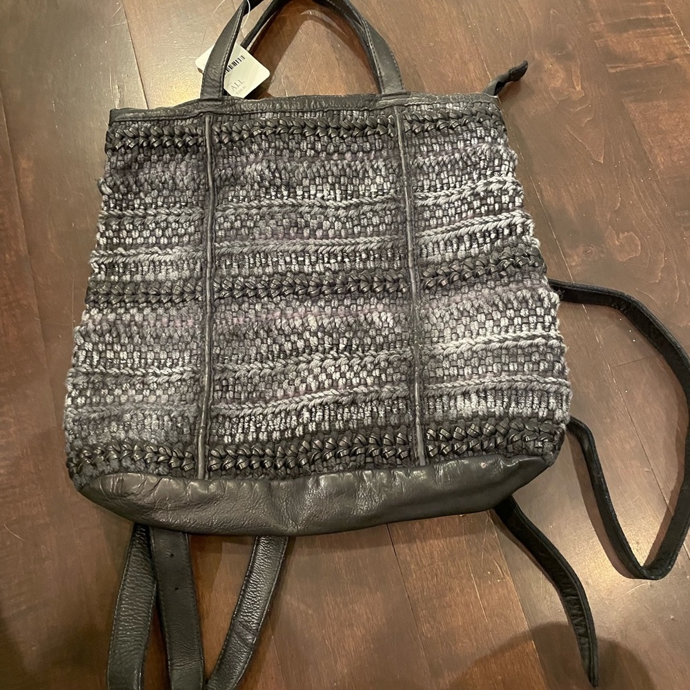 Free People black leather and rope backpack NWT